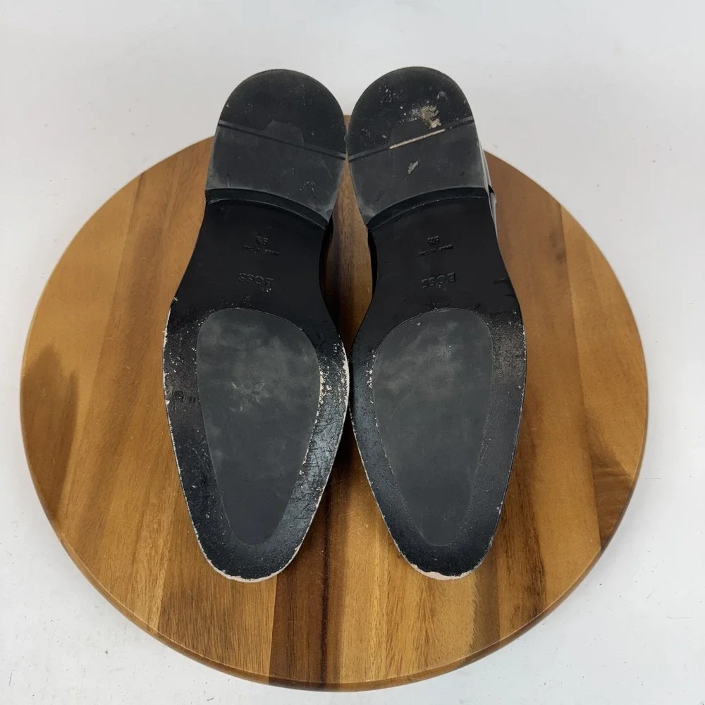 Mens Boss Derrek Black Patent Leather Formal Comfort Oxford Shoes Size 9.5 M GUC